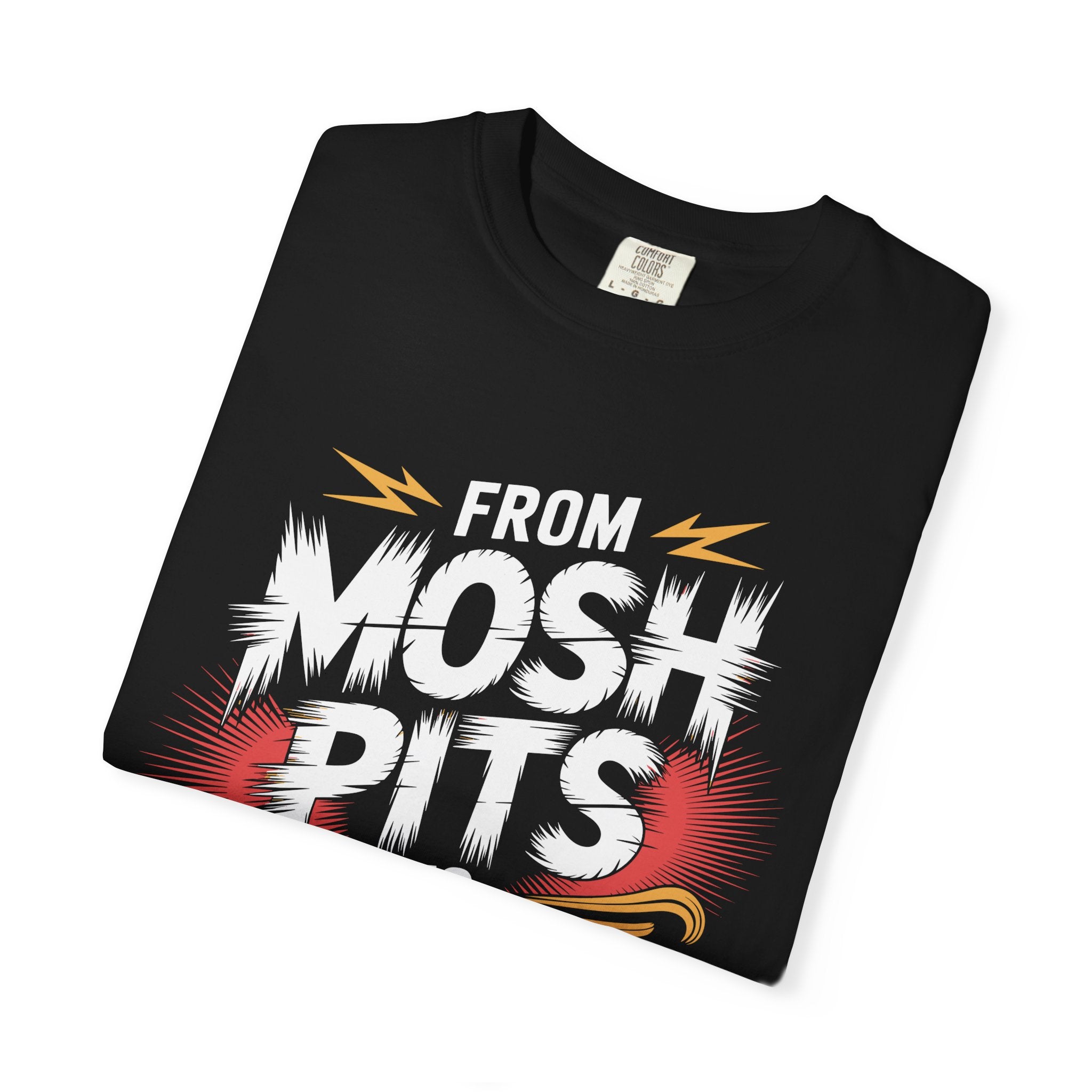 From Mosh Pits to Mezzanines Poster-Inspired Tee on Comfort Colors