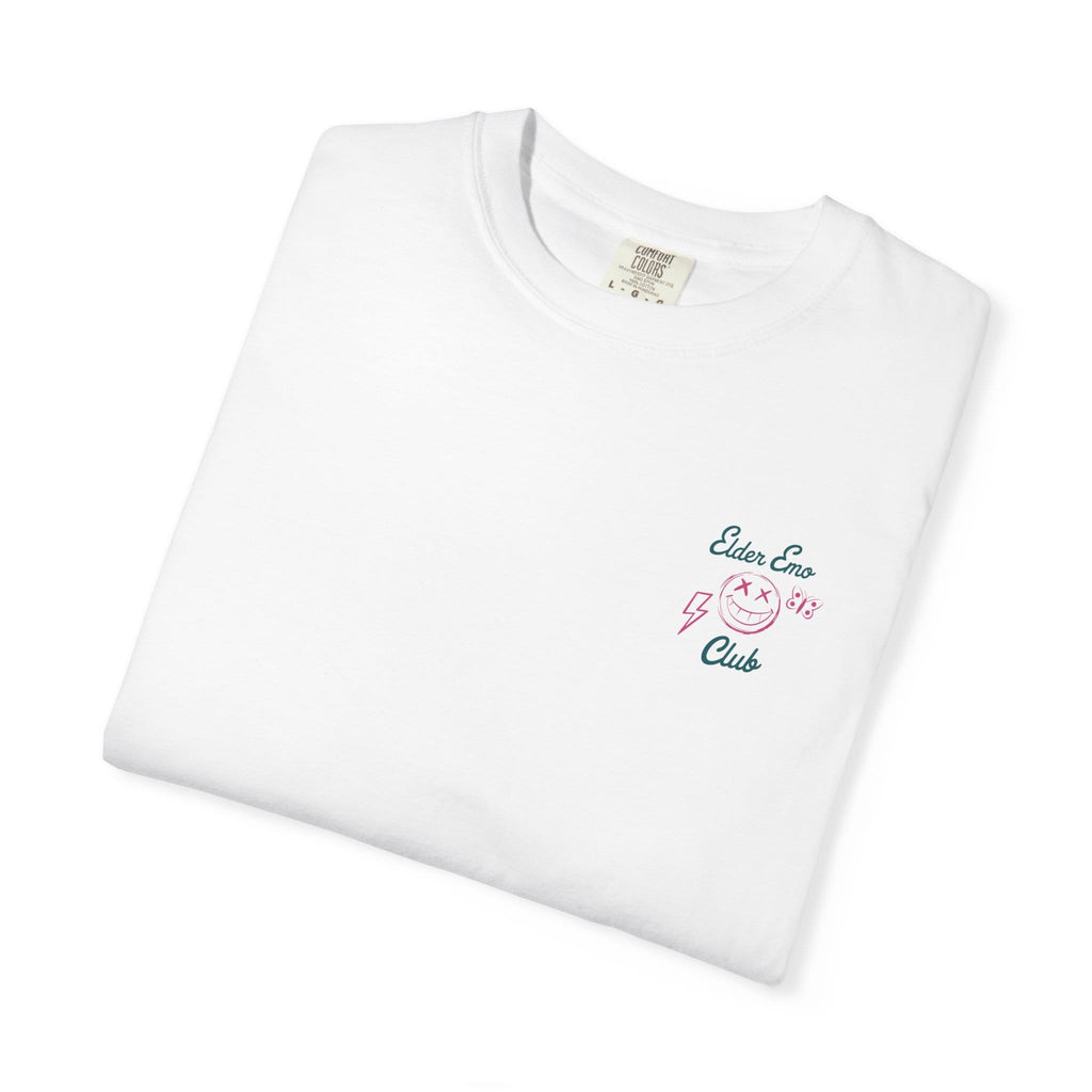 Elder Emo Club Smiley Tee on Comfort Colors