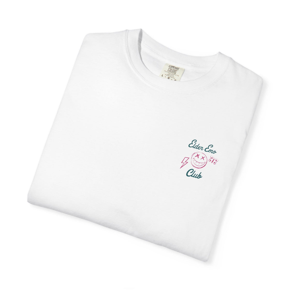 Elder Emo Club Smiley Tee on Comfort Colors