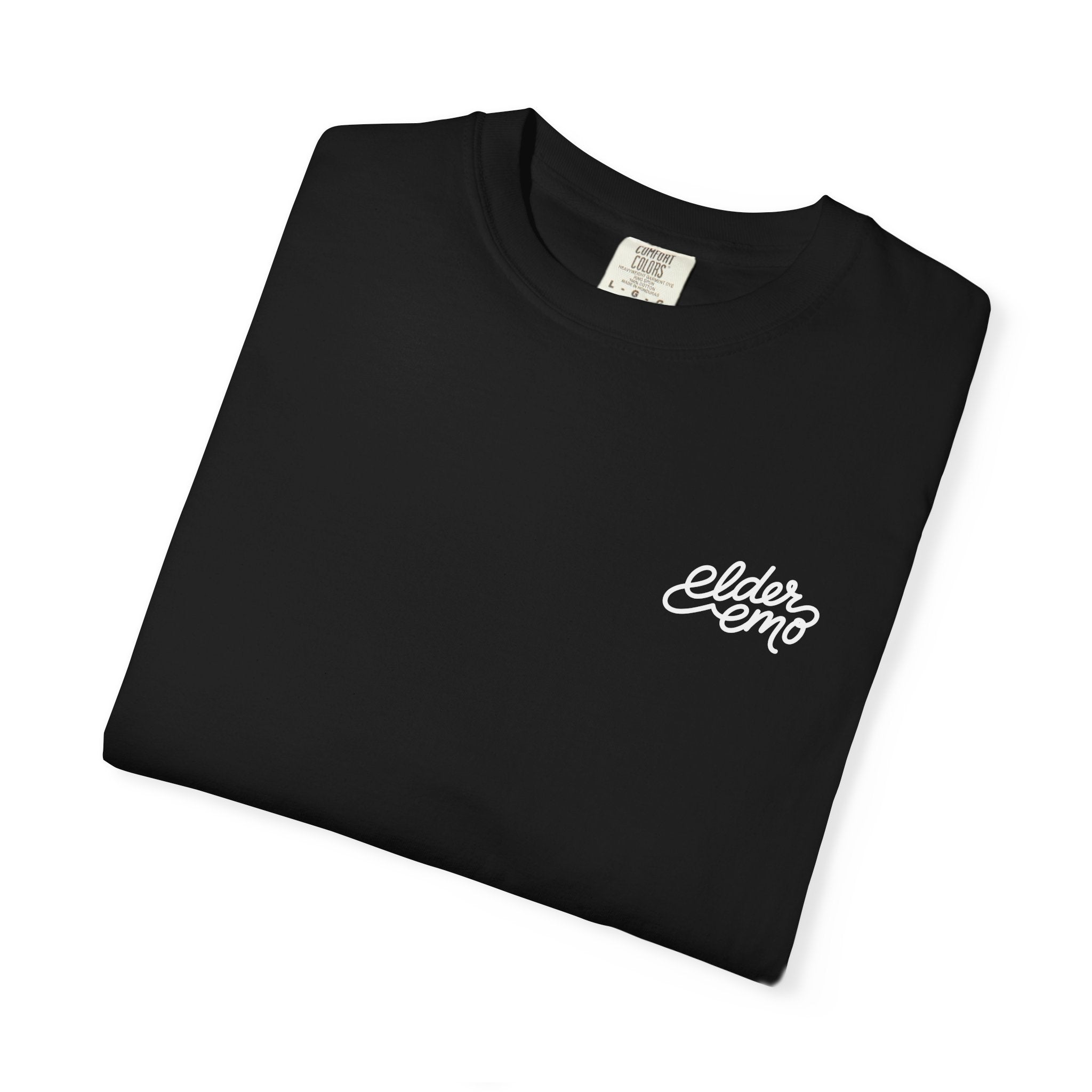 Elder Emo Cursive Tee on Comfort Colors