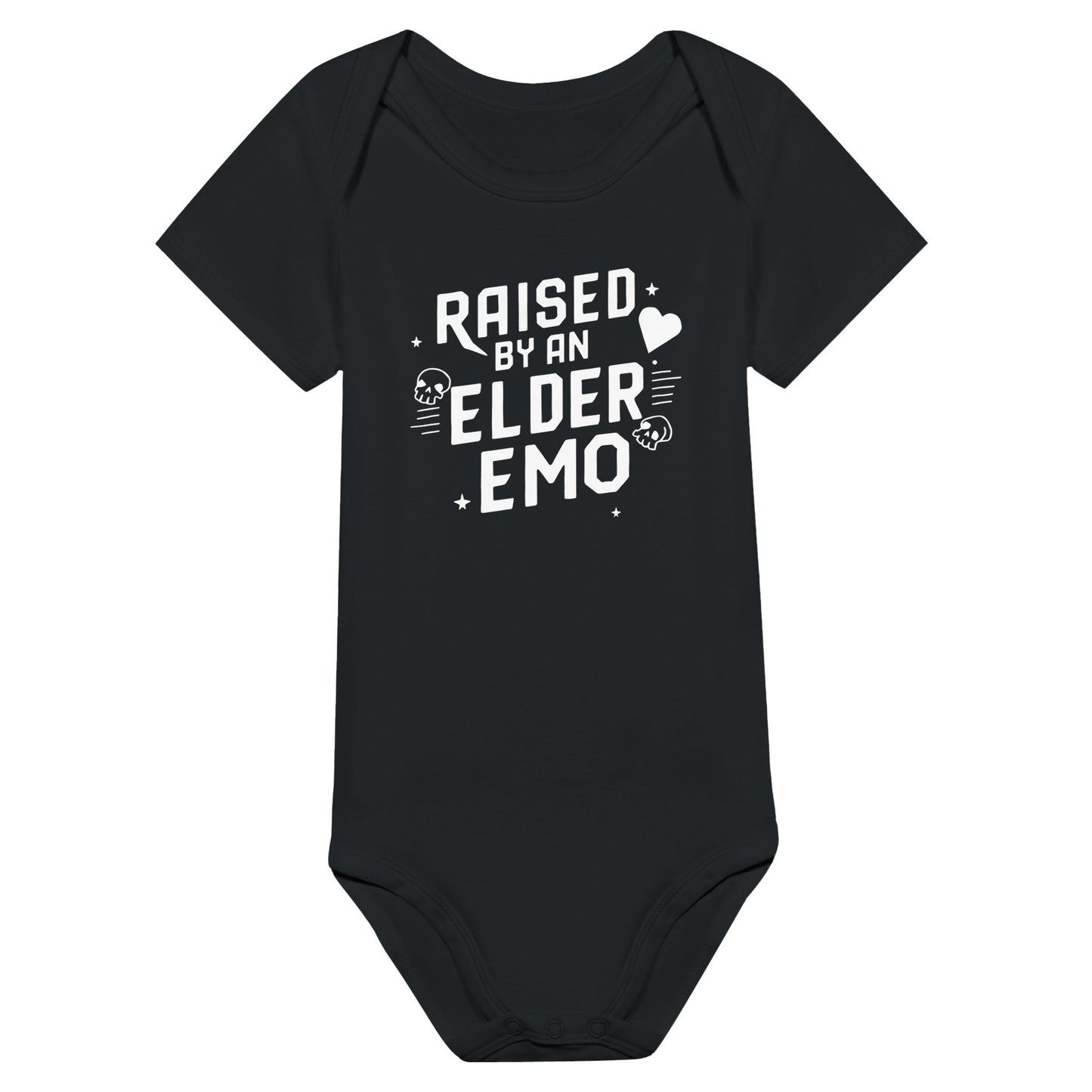 Raised by an Elder Emo Baby Onesie Black