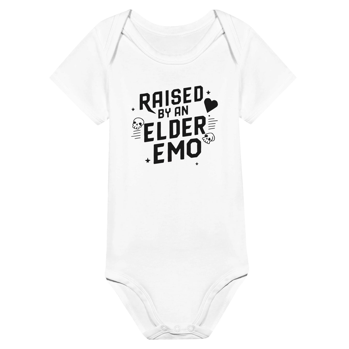 Raised by an Elder Emo Baby Onesie White