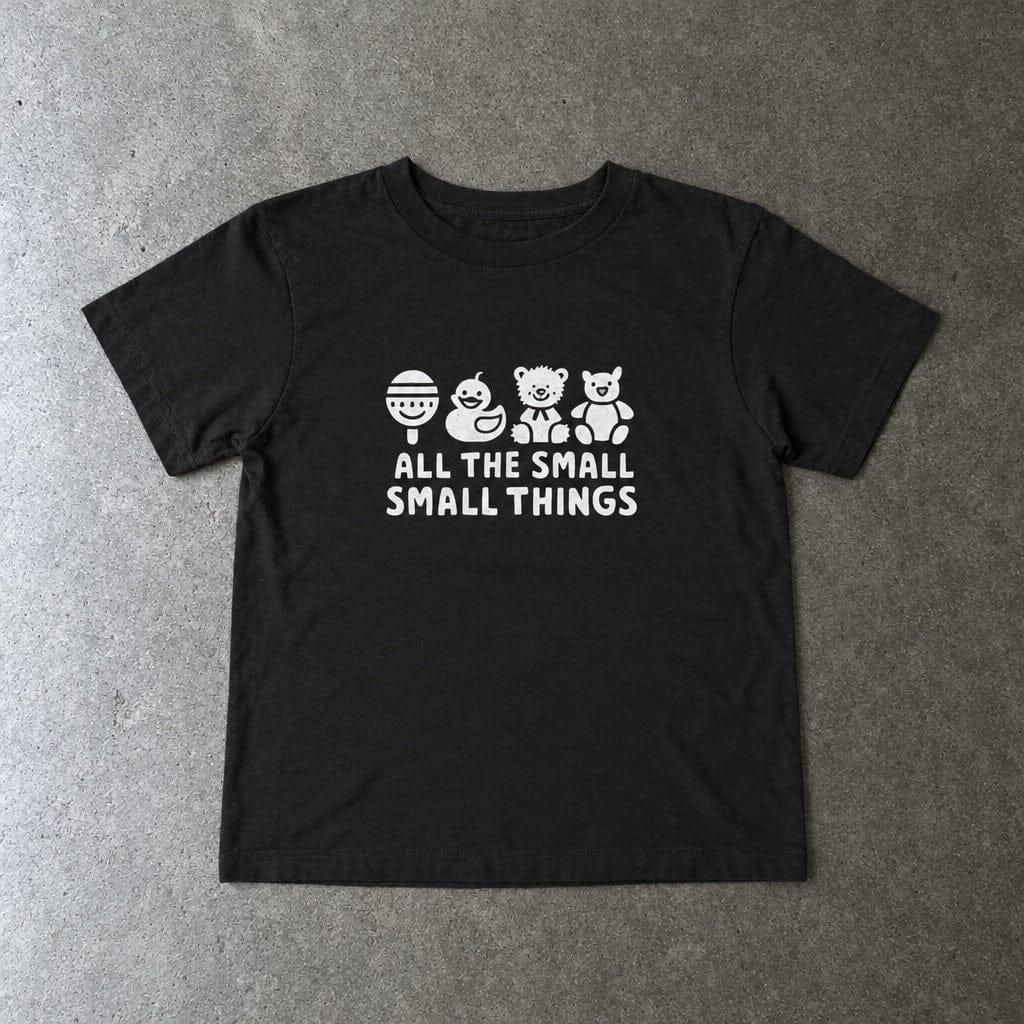 All The Small Things toddler tee in black, laid flat