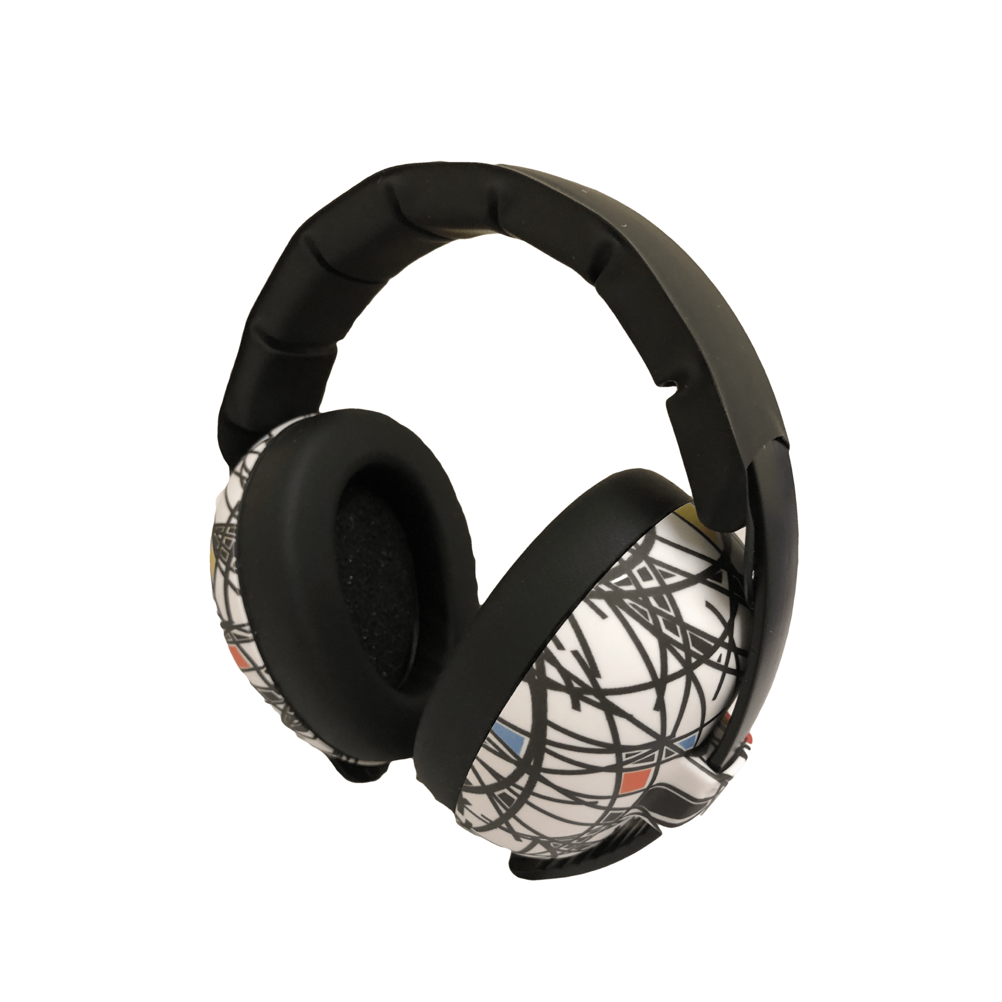 Baby Hearing Protection Earmuffs - (Prints) Black White Doodle / 0-2 years old