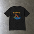 Bayslide youth tee in black, laid flat