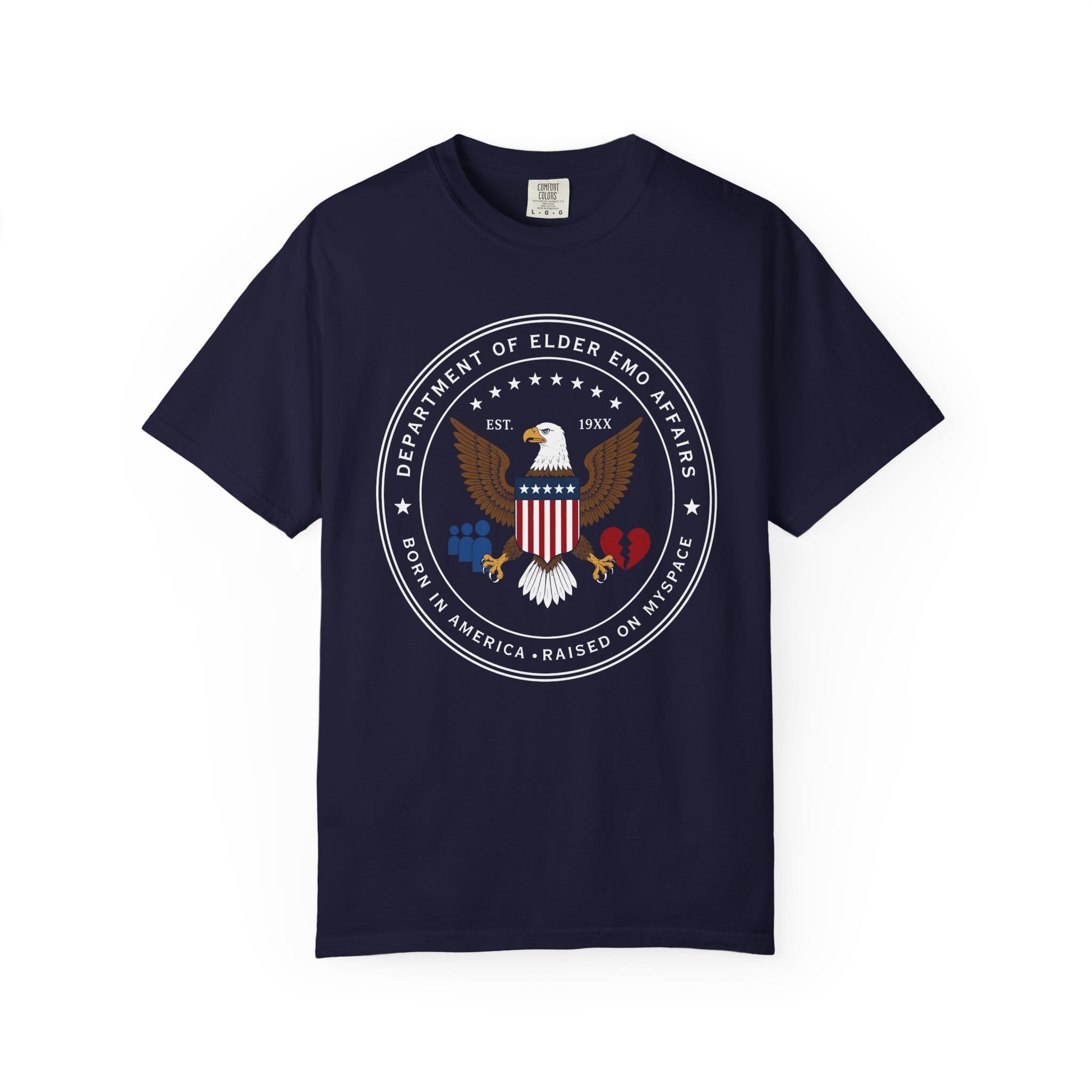 Dept of Elder Emo Tee on Comfort Colors True Navy / S