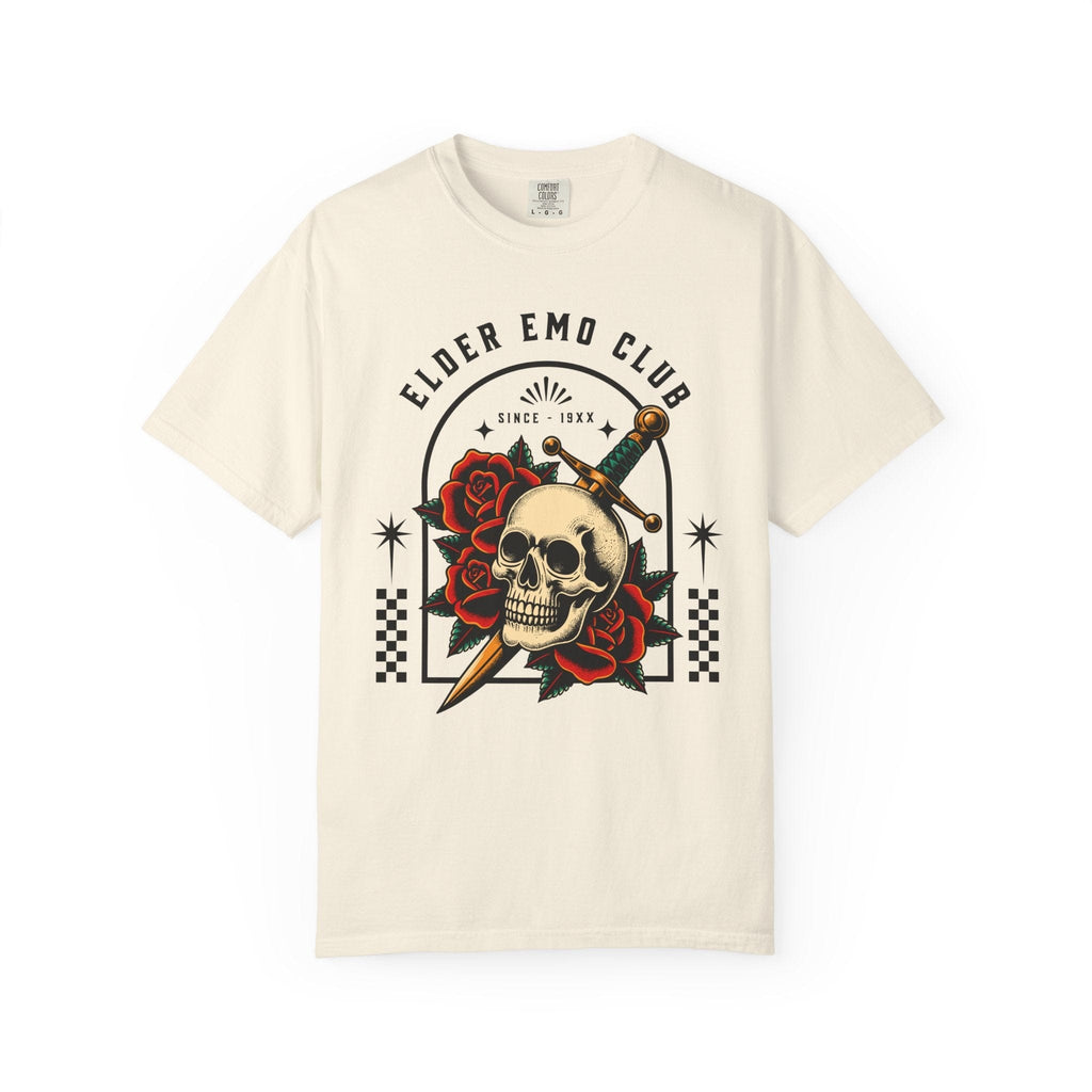Elder Emo Club Skull & Dagger Tee on Comfort Colors Ivory / L