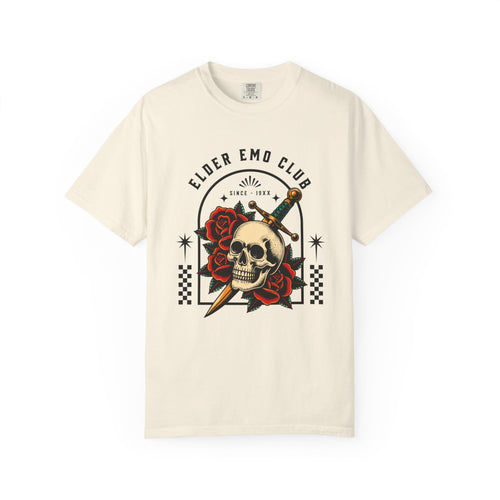 Elder Emo Club Skull & Dagger Tee on Comfort Colors Ivory / L