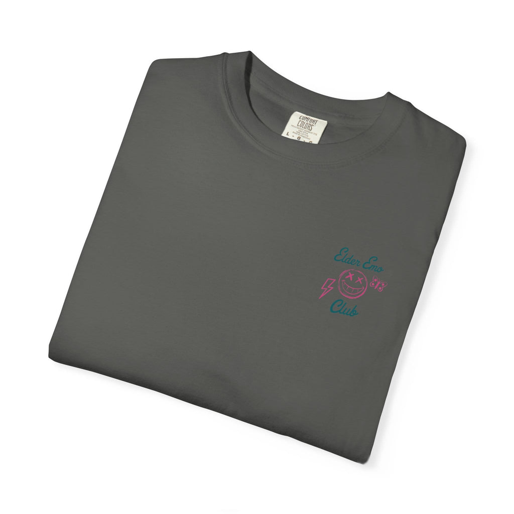Elder Emo Club Smiley Tee on Comfort Colors