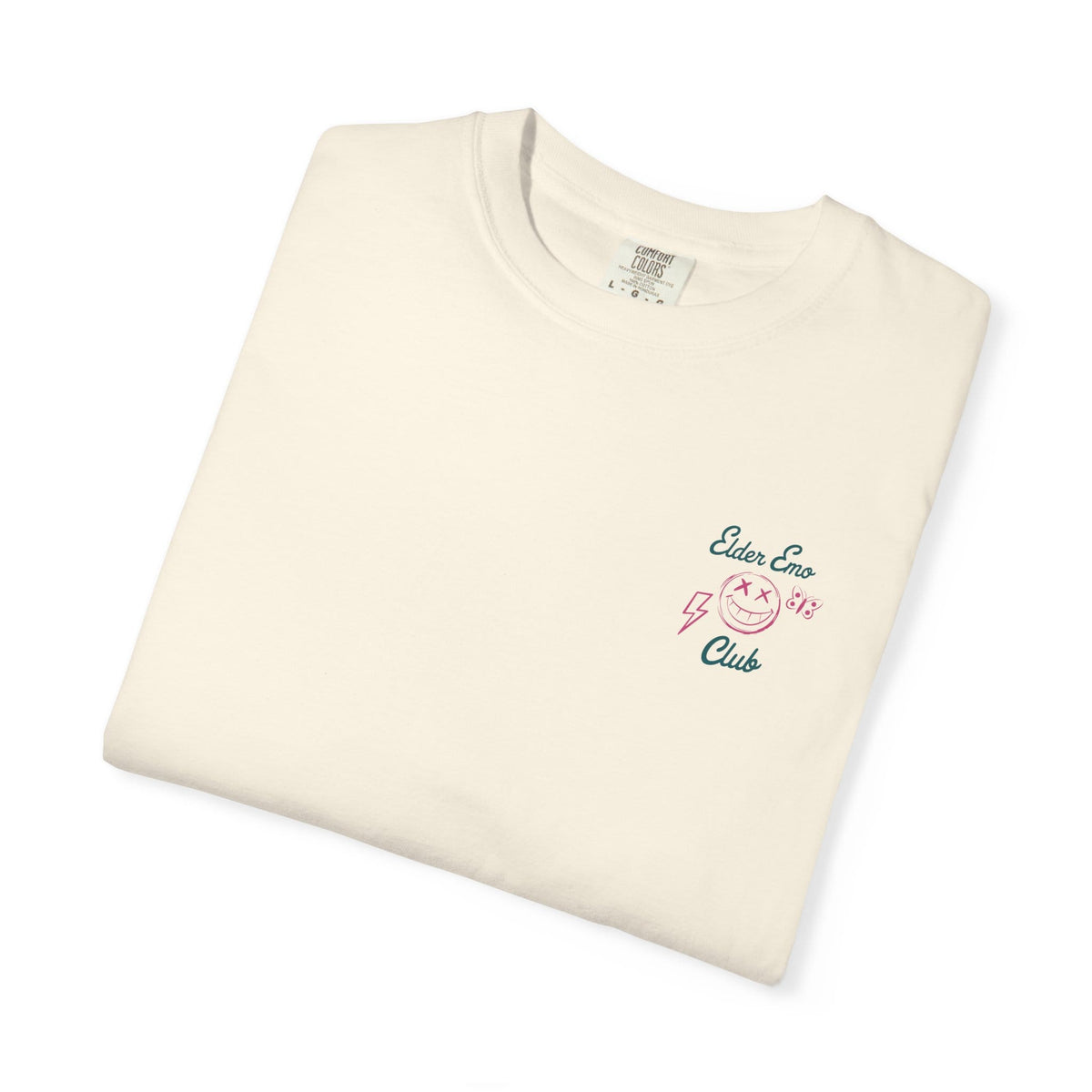 Elder Emo Club Smiley Tee on Comfort Colors