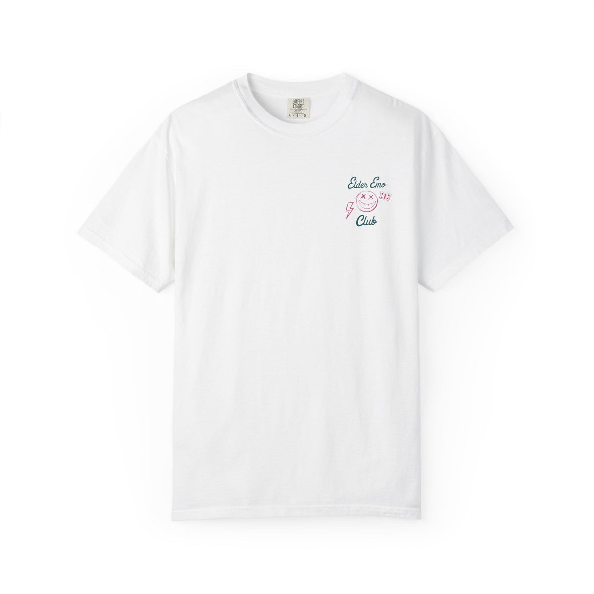 Elder Emo Club Smiley Tee on Comfort Colors
