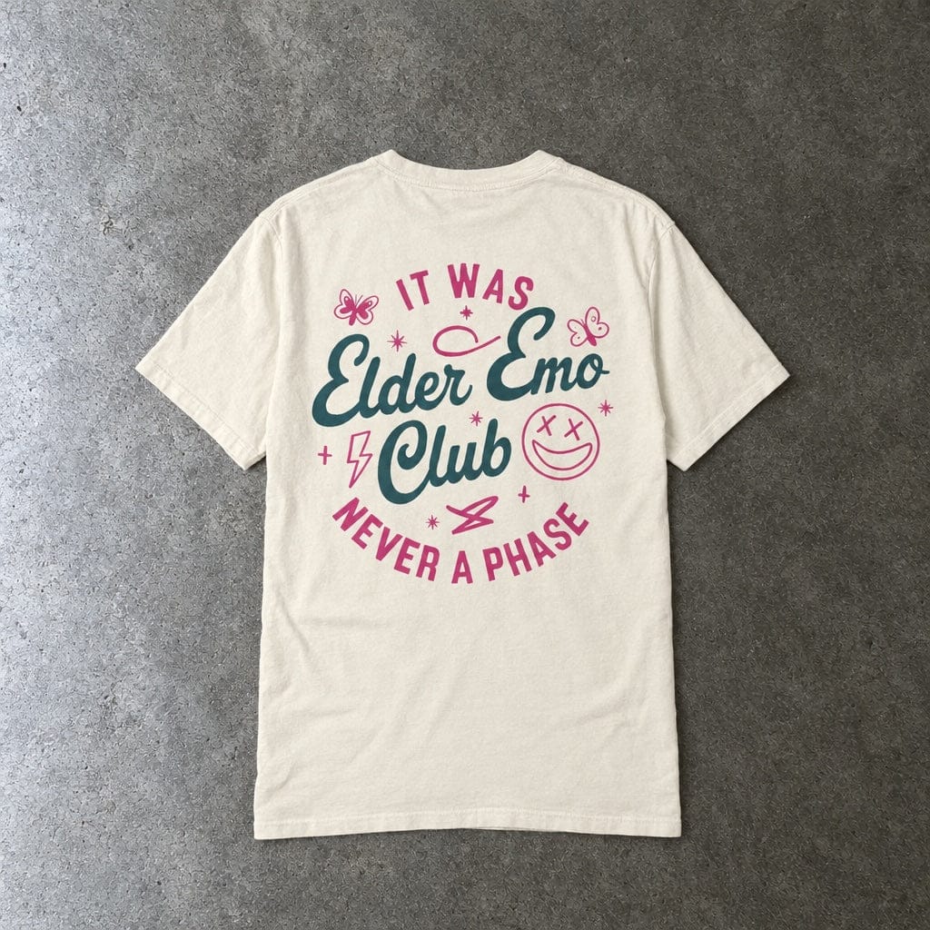 Elder Emo Club Smiley Tee on Comfort Colors Ivory / L