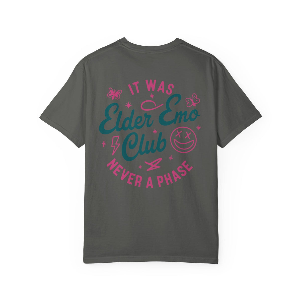 Elder Emo Club Smiley Tee on Comfort Colors Pepper / M