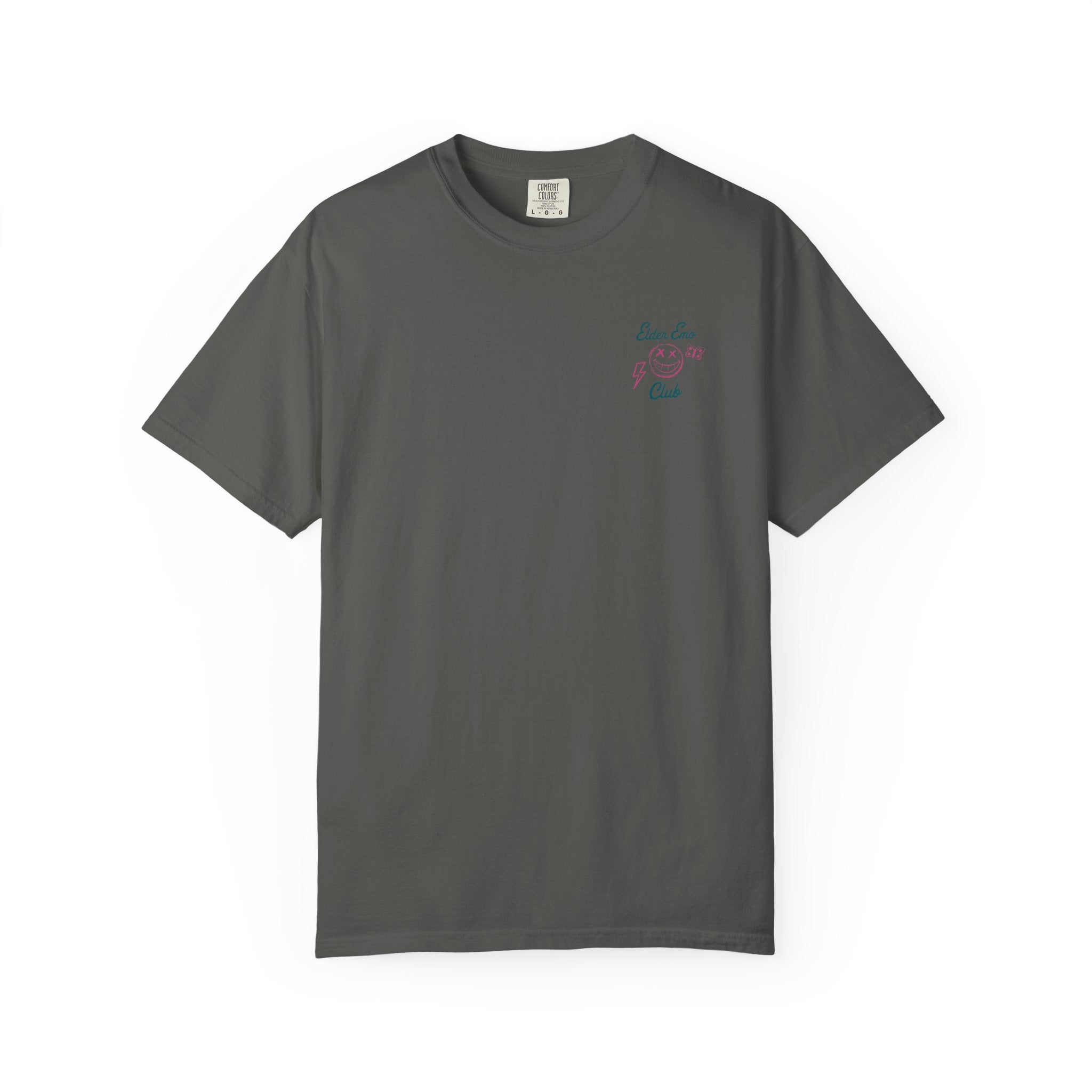 Elder Emo Club Smiley Tee on Comfort Colors Pepper / S