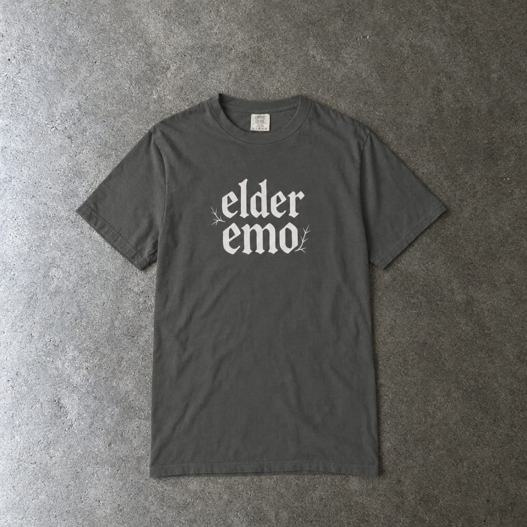 Elder Emo Gothic Tee on Comfort Colors Pepper / M