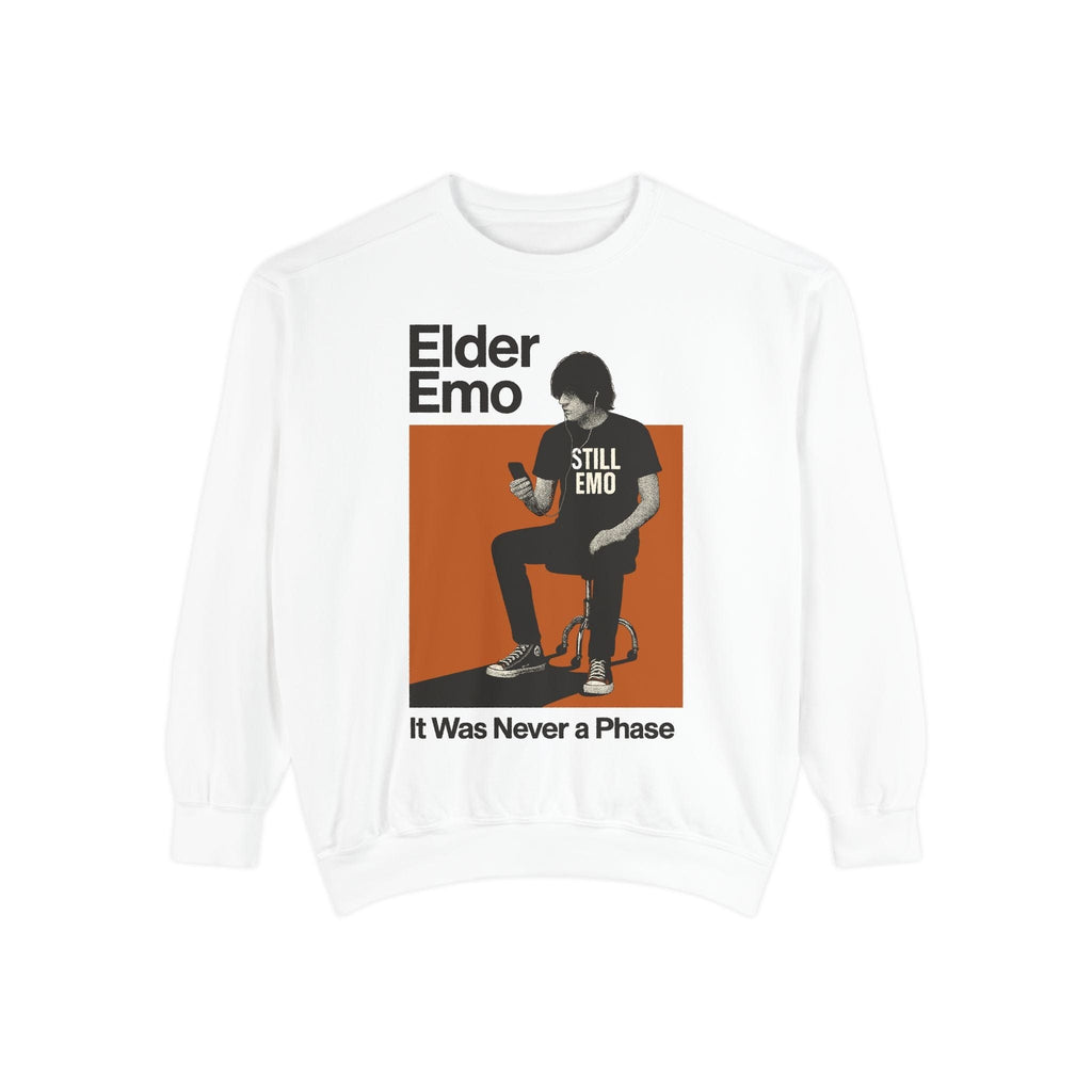 Elder Emo in Halftone Sweatshirt on Comfort Colors White / S