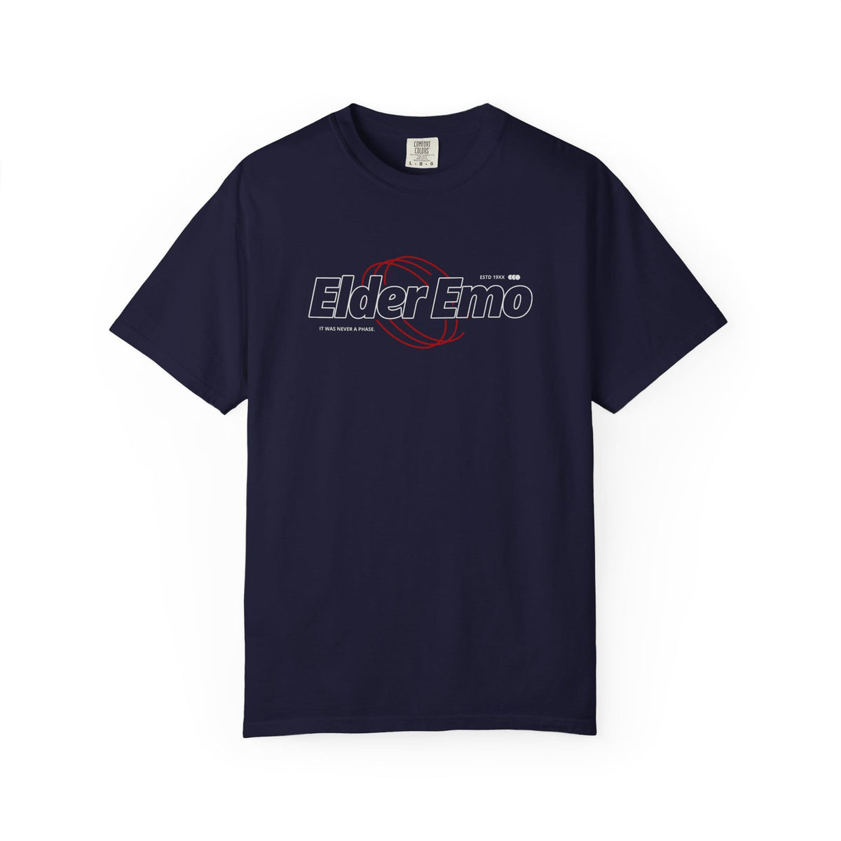 Elder Emo Never A Phase Tee on Comfort Colors True Navy / S