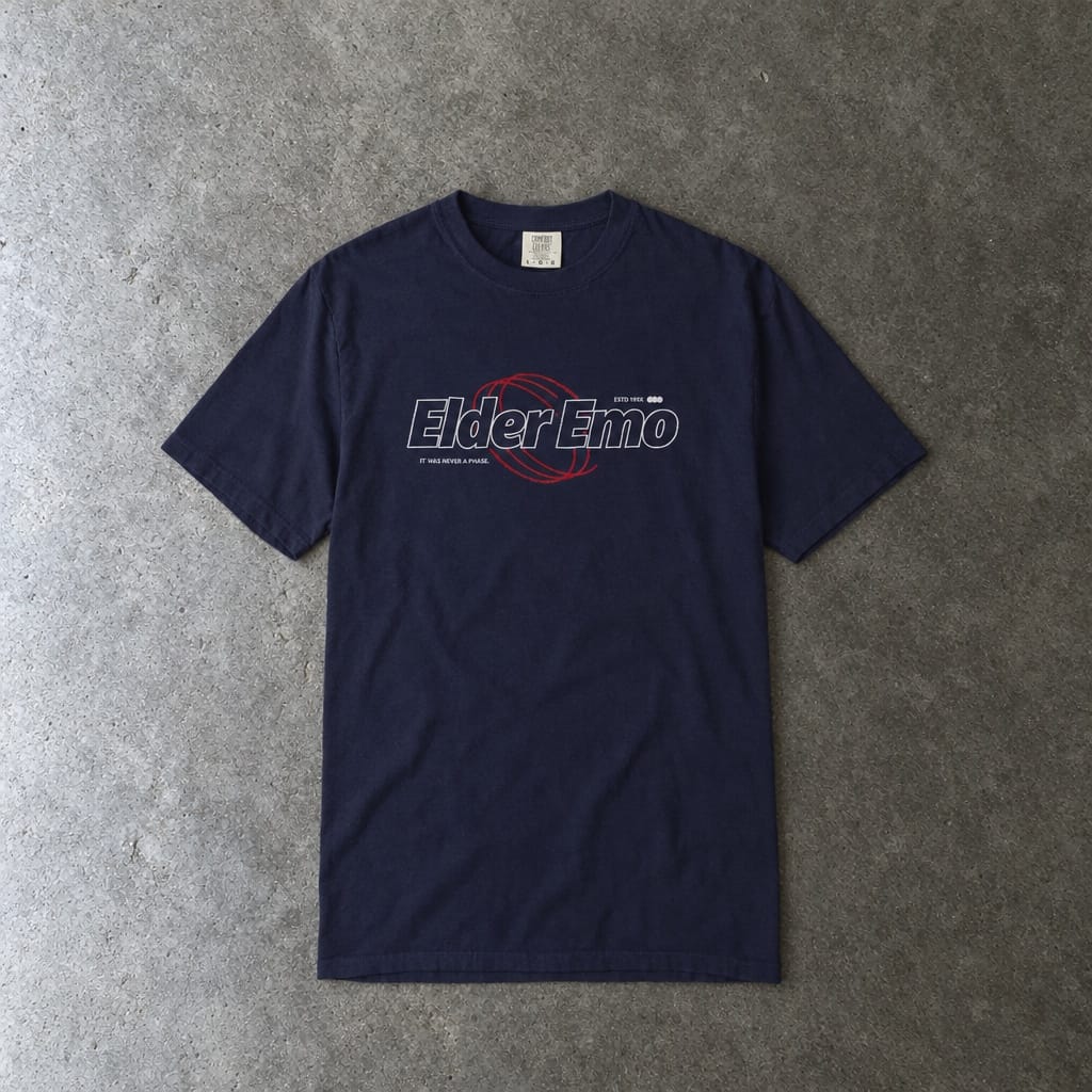Elder Emo Never A Phase Tee on Comfort Colors True Navy / S