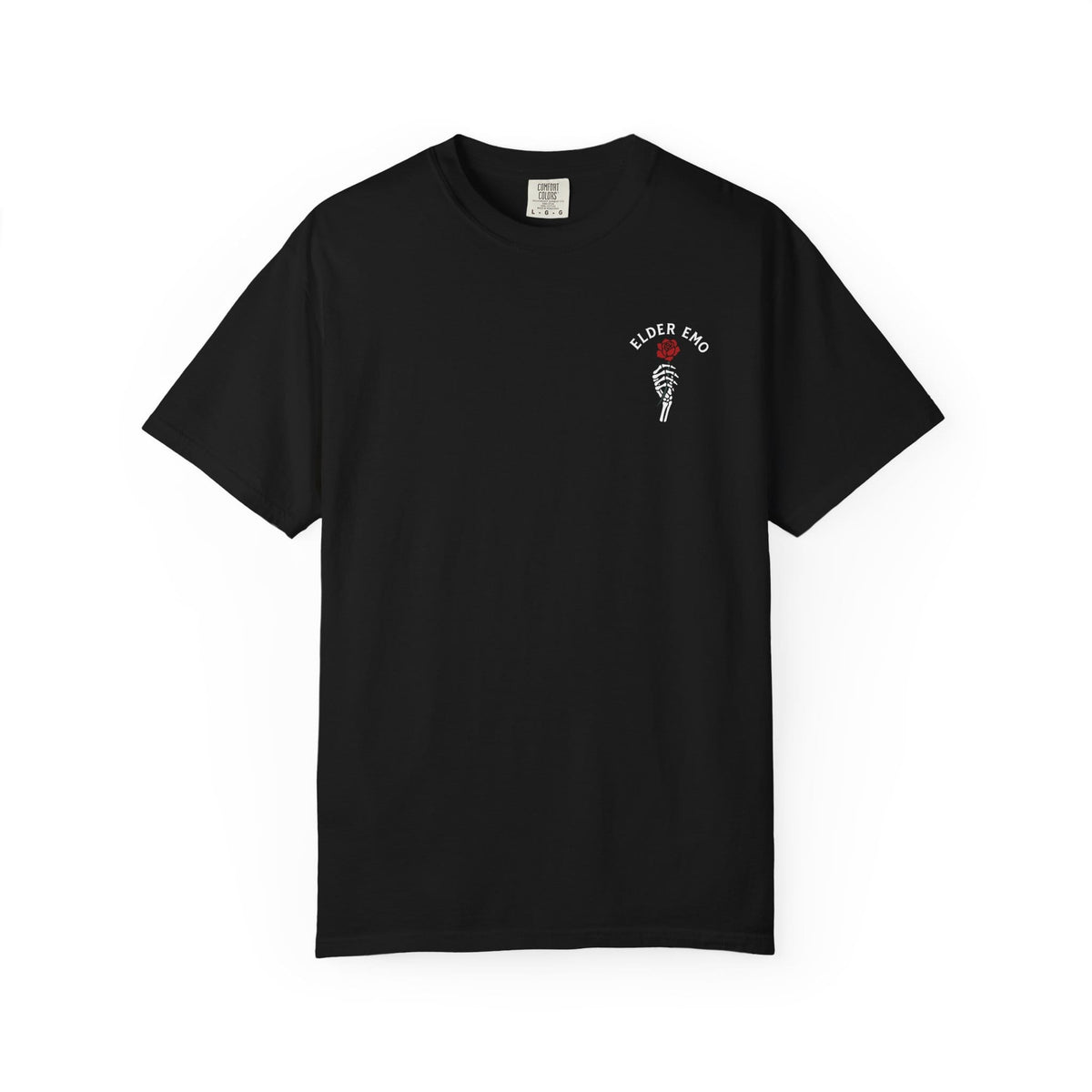 Elder Emo Rose Badge w/ Back Tee on Comfort Colors