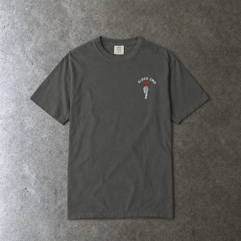 Elder Emo Rose Badge w/ Back Tee on Comfort Colors