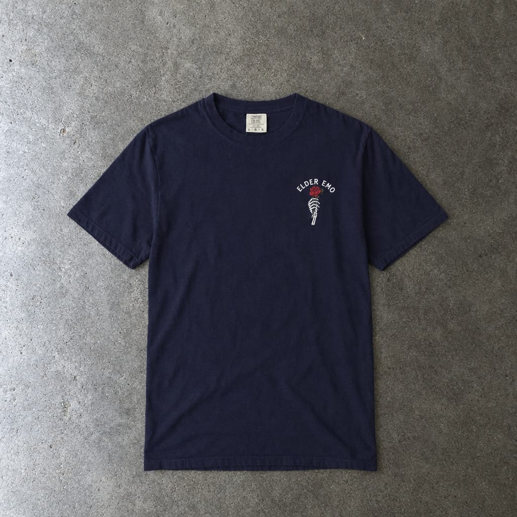 Elder Emo Rose Badge w/ Back Tee on Comfort Colors