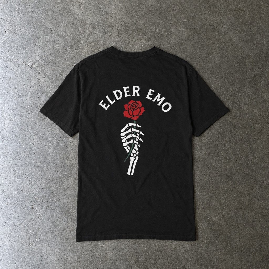 Elder Emo Rose Badge w/ Back Tee on Comfort Colors Black / S