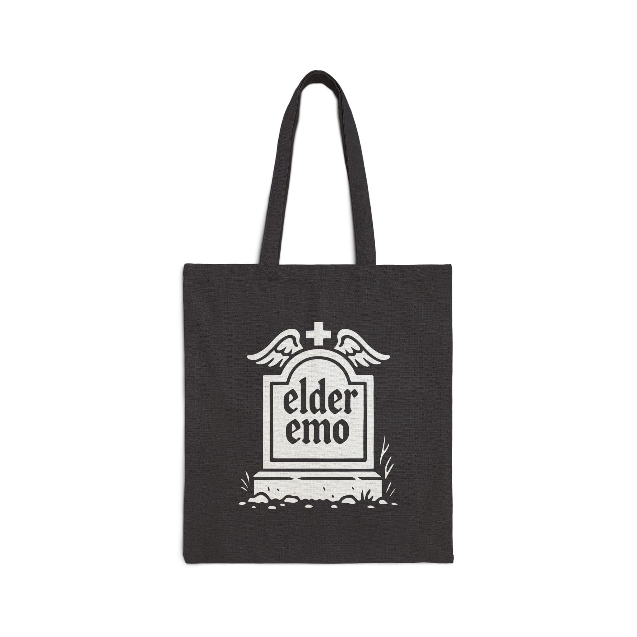 Elder Emo Tombstone Tote Bag Black / 15" x 16"