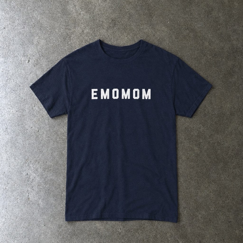 emomom Tee in navy, laid flat