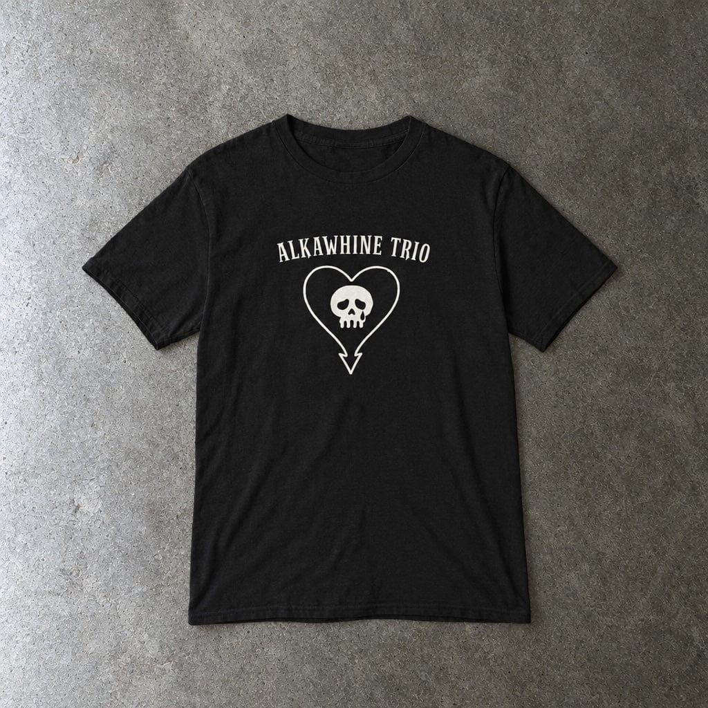 Alkawhine Trio youth tee in black, laid flat