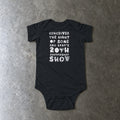 Conceived the Night of Some Emo Band's 20th Anniversary Show Onesie in black, laid flat
