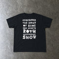 Conceived the Night of Some Emo Band's 20th Anniversary Show toddler tee in black, laid flat