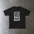 Conceived the Night of Some Emo Band's 20th Anniversary Show Youth Tee in black, laid flat
