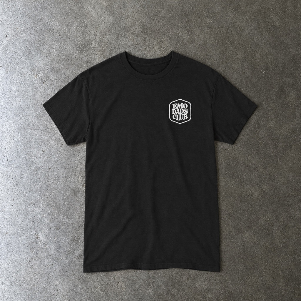 Emo Dads Club Tee toddler tee in black, laid flat