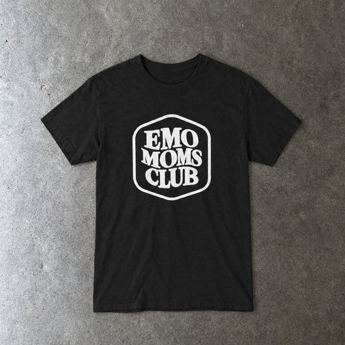 Emo Moms Club Tee toddler tee in black, laid flat