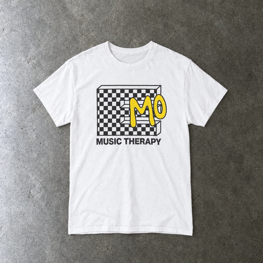 Emo Music Therapy BYW Tee toddler tee in white, laid flat