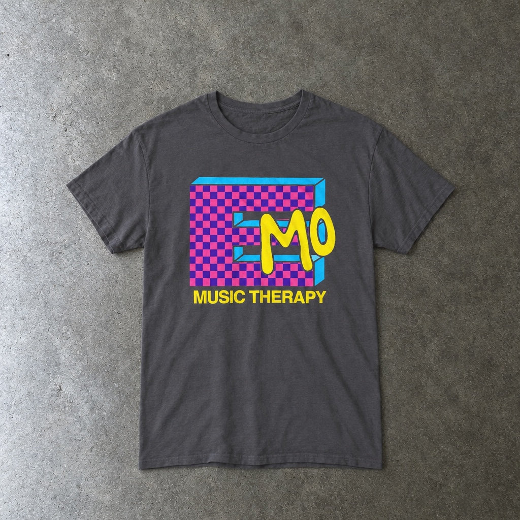 Emo Music Therapy Tee toddler tee in charcoal, laid flat