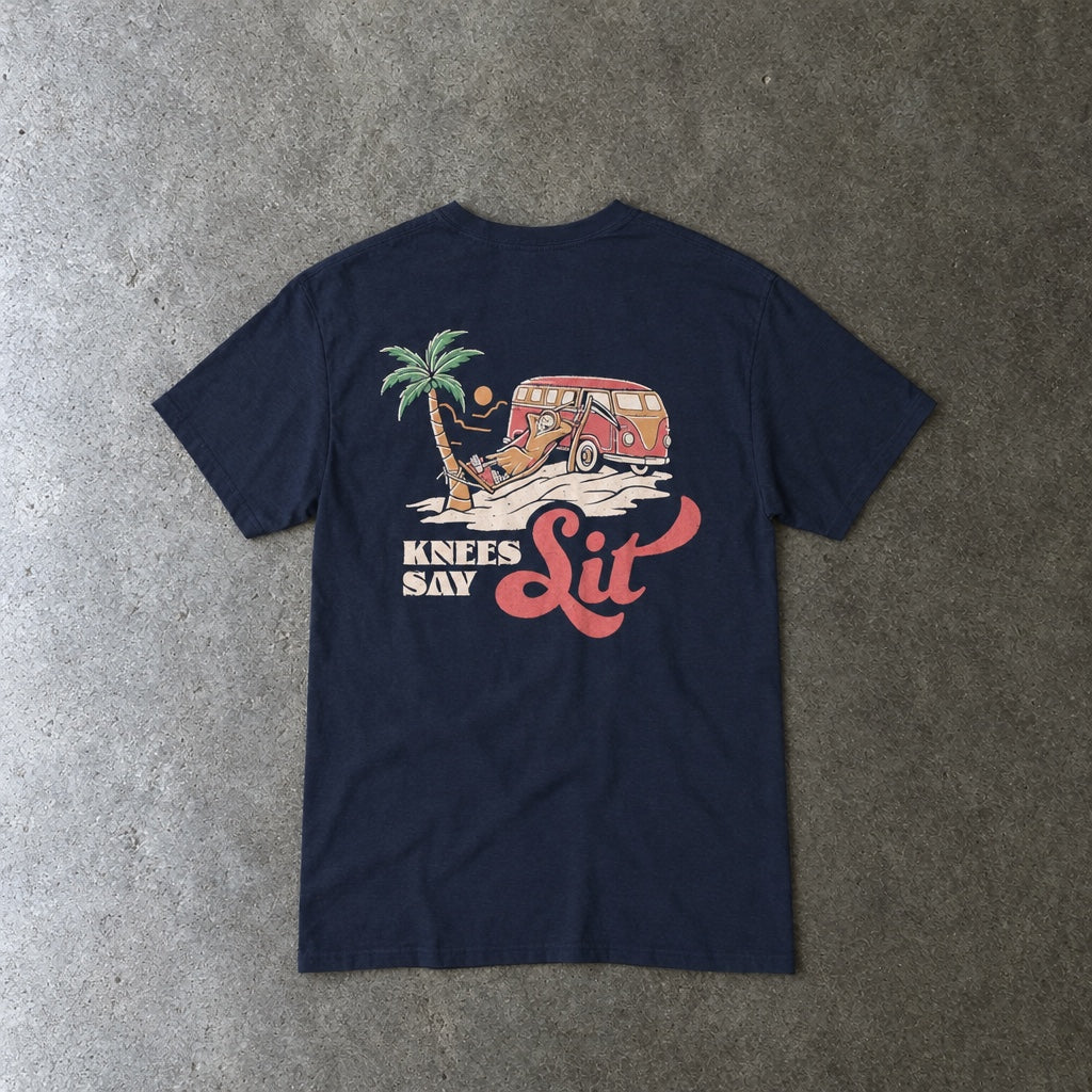 Heart Says Pit, Knees Say Sit Tee toddler tee in navy, laid flat, back view