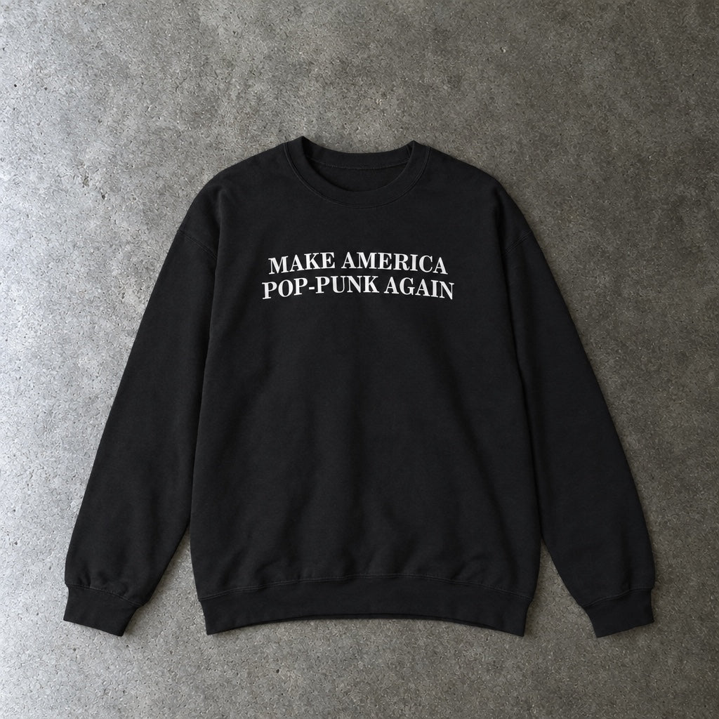 Make America Pop-Punk Again Sweatshirt toddler tee in black, laid flat