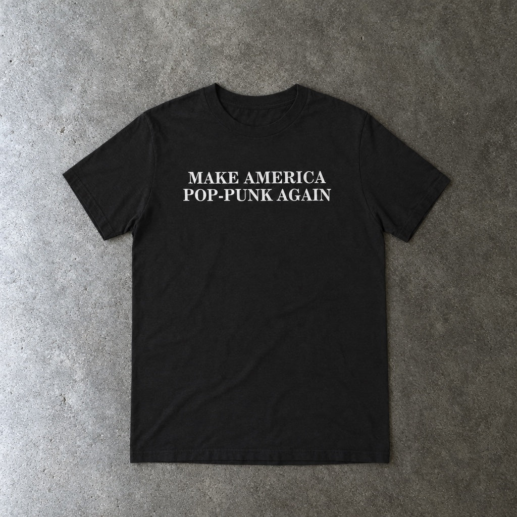 Make America Pop-Punk Again Tee toddler tee in black, laid flat