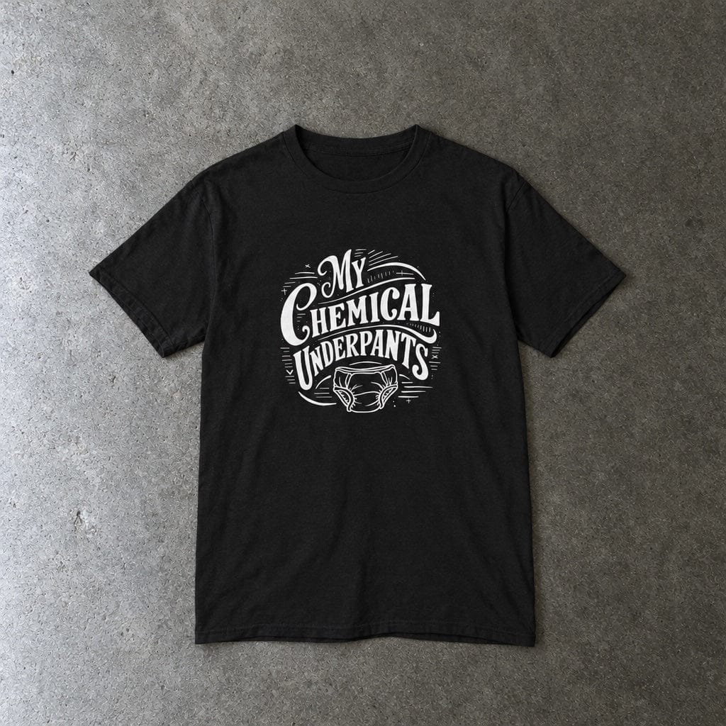 My Chemical Underpants youth tee in black, laid flat