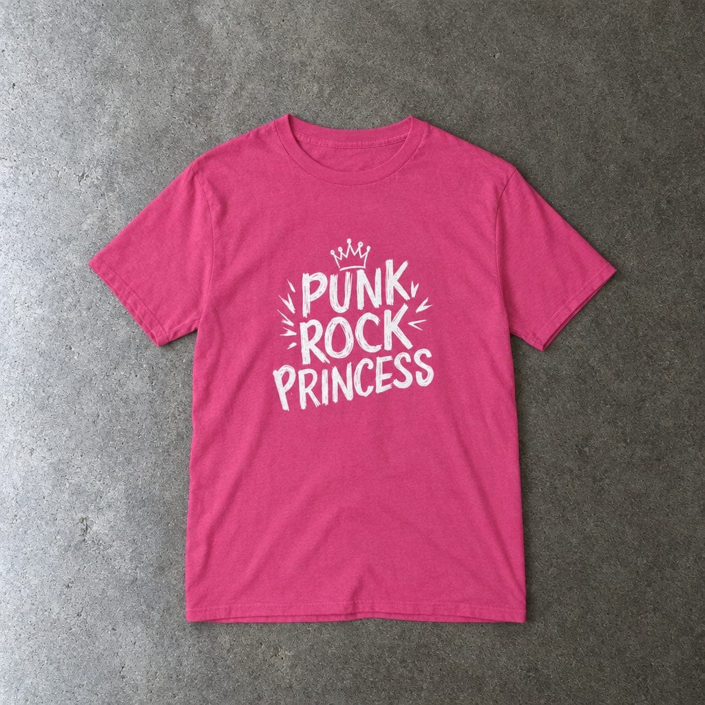 Punk Rock Princess youth tee in heliconia, laid flat