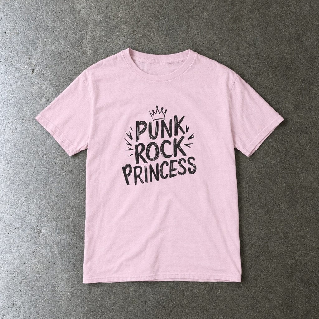 Punk Rock Princess youth tee in light pink, laid flat