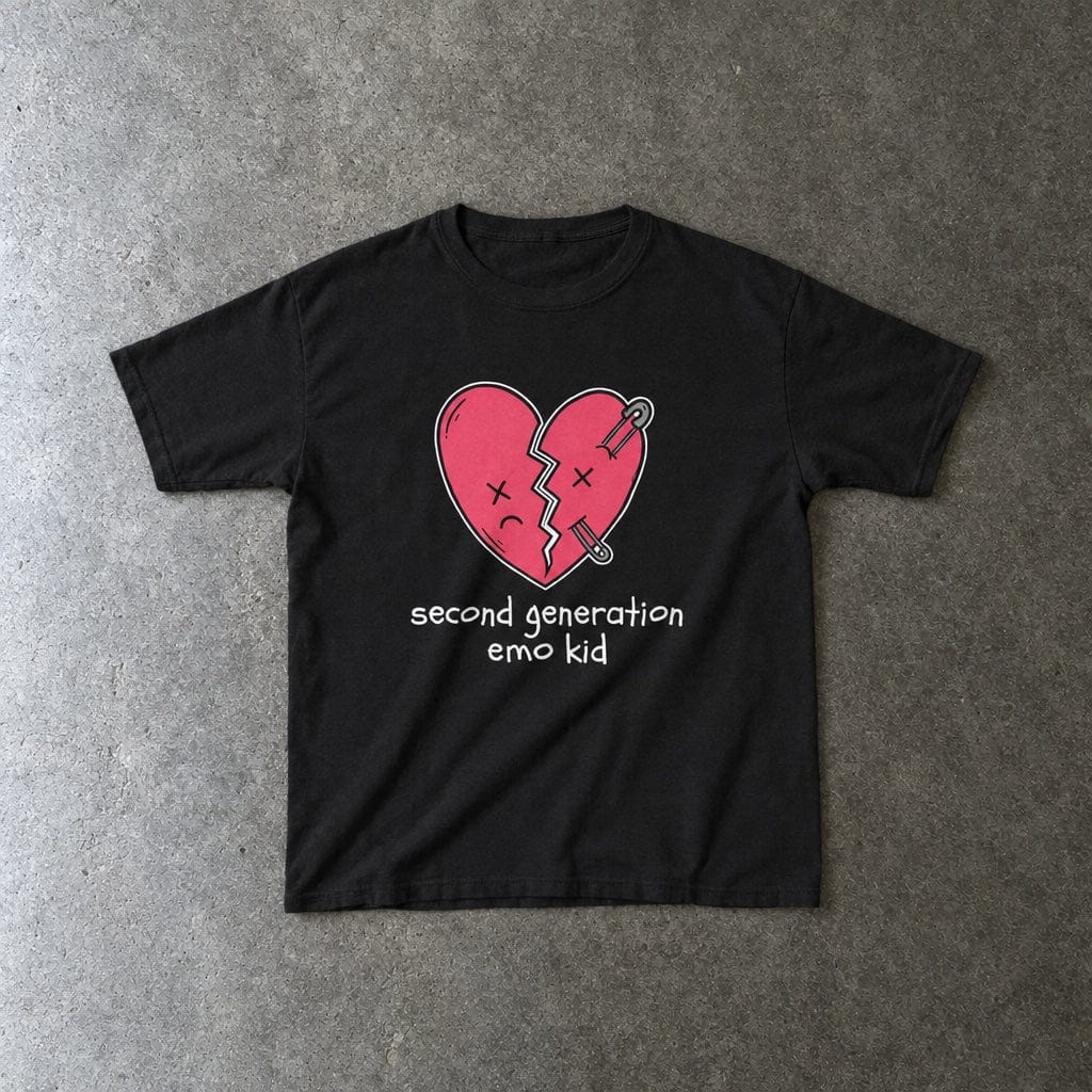Second Generation Emo Kid 2.0 Youth Tee toddler tee in black, laid flat