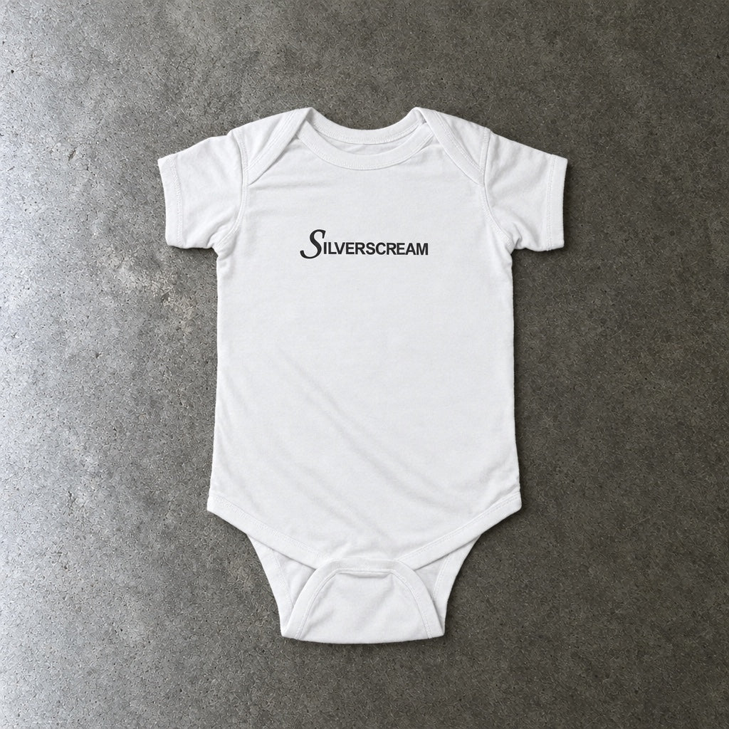 Silverscream onesie in white, laid flat
