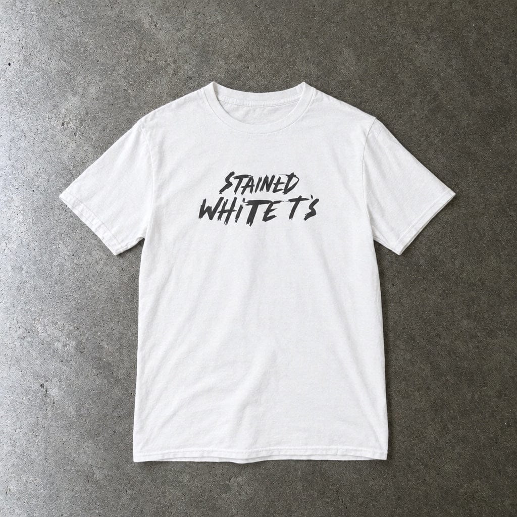 Stained White Tees youth tee in white, laid flat
