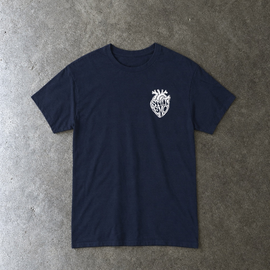 Still Emo Anatomical Heart Tee toddler tee in navy, laid flat