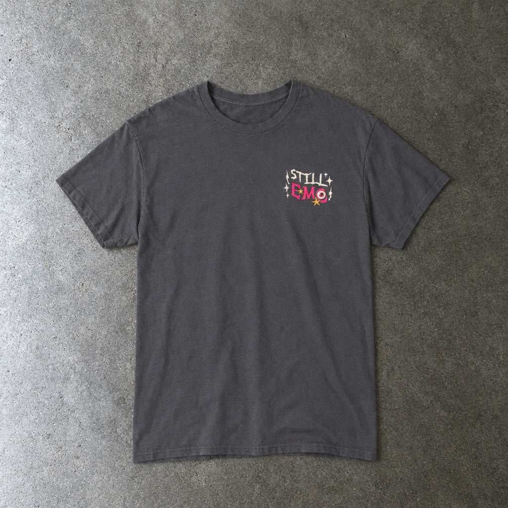 Still Emo Eyeball Tee toddler tee in charcoal, laid flat
