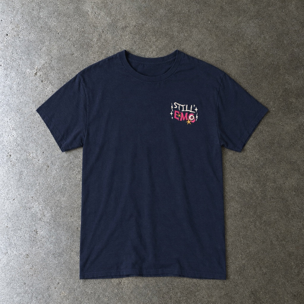 Still Emo Eyeball Tee toddler tee in navy, laid flat