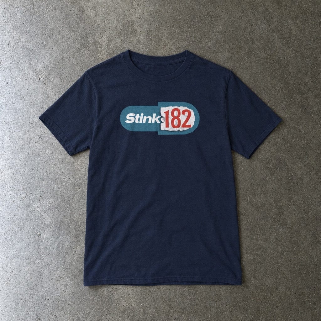 Stink-182 youth tee in navy, laid flat