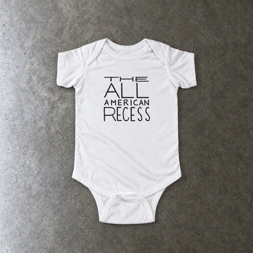 The All-American Recess onesie in white, laid flat